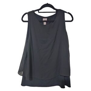 CHICO'S EASY WEAR Black Sleeveless Sheer Panel Top -‎ Size 1